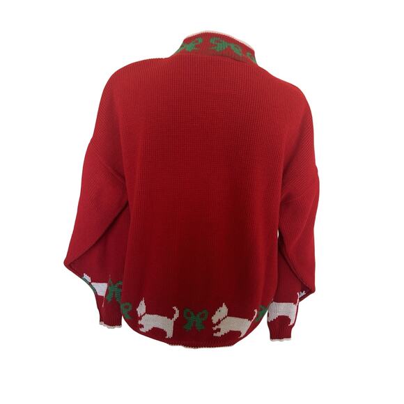 Ugly Christmas Sweater Scottie Dog Sz L Red Chunky Fishserman Holiday - Picture 3 of 8